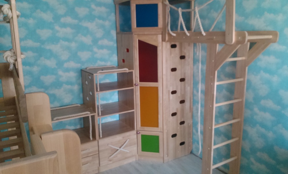 шкаф со встроенными спортивными элементами полосатая лошадка